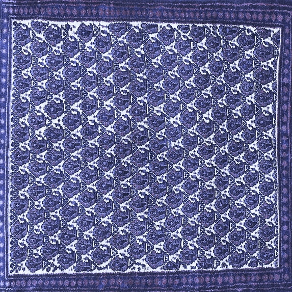 Ahgly Company Machine Washable Indoor Square Persian Blue Traditional Area Rugs, 6' Square