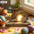 thumbnail image 6 of Religious He Is Risen Wooden Decor Set, Handcrafted Empty Tomb Resurrection 3D Scene, Durable Nativity Tray Shelf Decor for Home Religious Faith Tabletop Display, B, 6 of 8