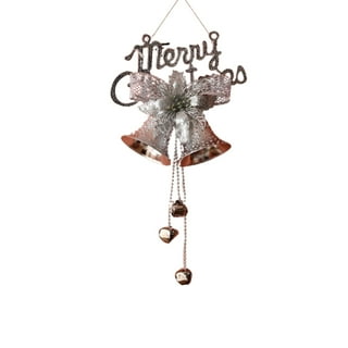 Wall Hanging Silver Bells; Vintage Rustic Christmas Bells Door Hanger