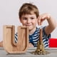 thumbnail image 3 of Piggy-Bank for Kids Boys Girls Large Piggy Banks 26 English Alphabet Letter,Personalized Wooden,Transparent Money Saving Box (1 Pc), 3 of 9