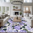 thumbnail image 3 of Rectangle Rug 5x8ft Area Rug,Purple Flower Leaves Hydrangea Area Rugs for Living Room Bedroom,Watercolor Floral Seamless Floor Mat Non-Slip Non-Shedding Carpet Indoor Accent Rugs, 3 of 9