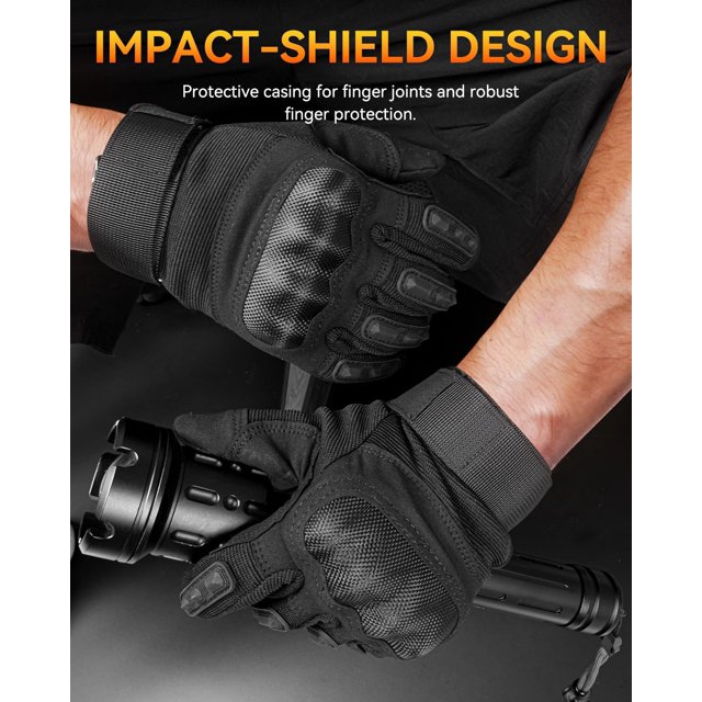 Guantes tácticos para hombre y mujer, guantes de moto negros con pantalla táctil y carcasa rígida para airsoft, paintball, motocross, caza, tiro, acampada, conducción de vehículos todoterreno,