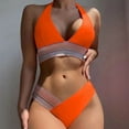 thumbnail image 4 of WREESH Womens High Cut Bikini Sets Print Swimwear Two-Piece Slim Swimsuit Bikini Straped Swimsuits Beach Bathing Suit Orange, 4 of 9