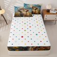 thumbnail image 4 of Homewish Highland Cow Flower Crown Meadow Zipper Full Size Comforter Sets with Fitted Sheet and 2 Pillowcases,Beige Multicolor Rustic Zipper Bedding Set,Polka Dots Reversible,4 Pieces, 4 of 7
