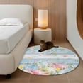 thumbnail image 2 of Round Rug 3.3Ft Washable Non-Slip, Easter Eggs Circle Area Rugs for Living Room Bedroom, Spring Daisy Eucalyptus Leaves Light Blue Wood Indoor Floor Mats Carpet Runner for Home Decor Aesthetic, 2 of 8