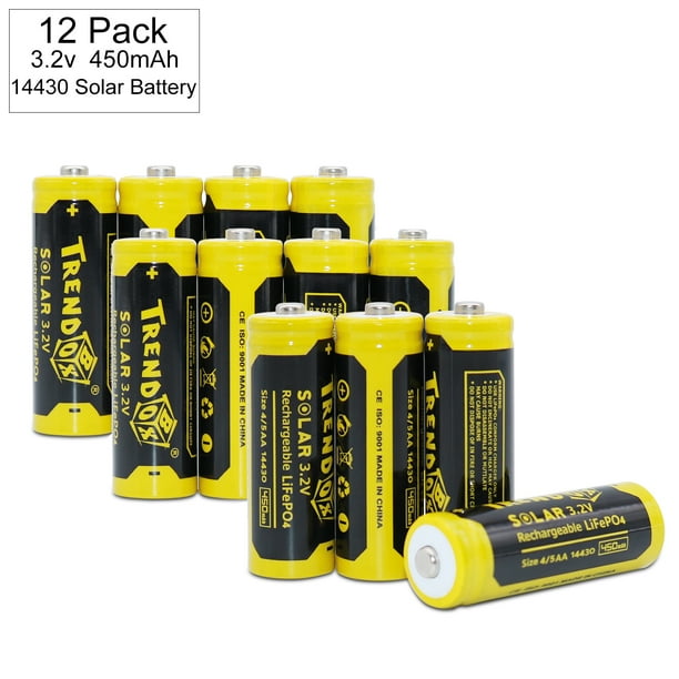 Trendbox 14430 3.2V 450mAh Battery LiFePo4 Rechargeable Solar Batteries