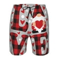 thumbnail image 3 of Honeii's Buffalo Plaid Love And Gnome Print Men's Casual Shorts with Drawstring，Swim Trunks Quick Dry Beach Shorts, 3 of 5