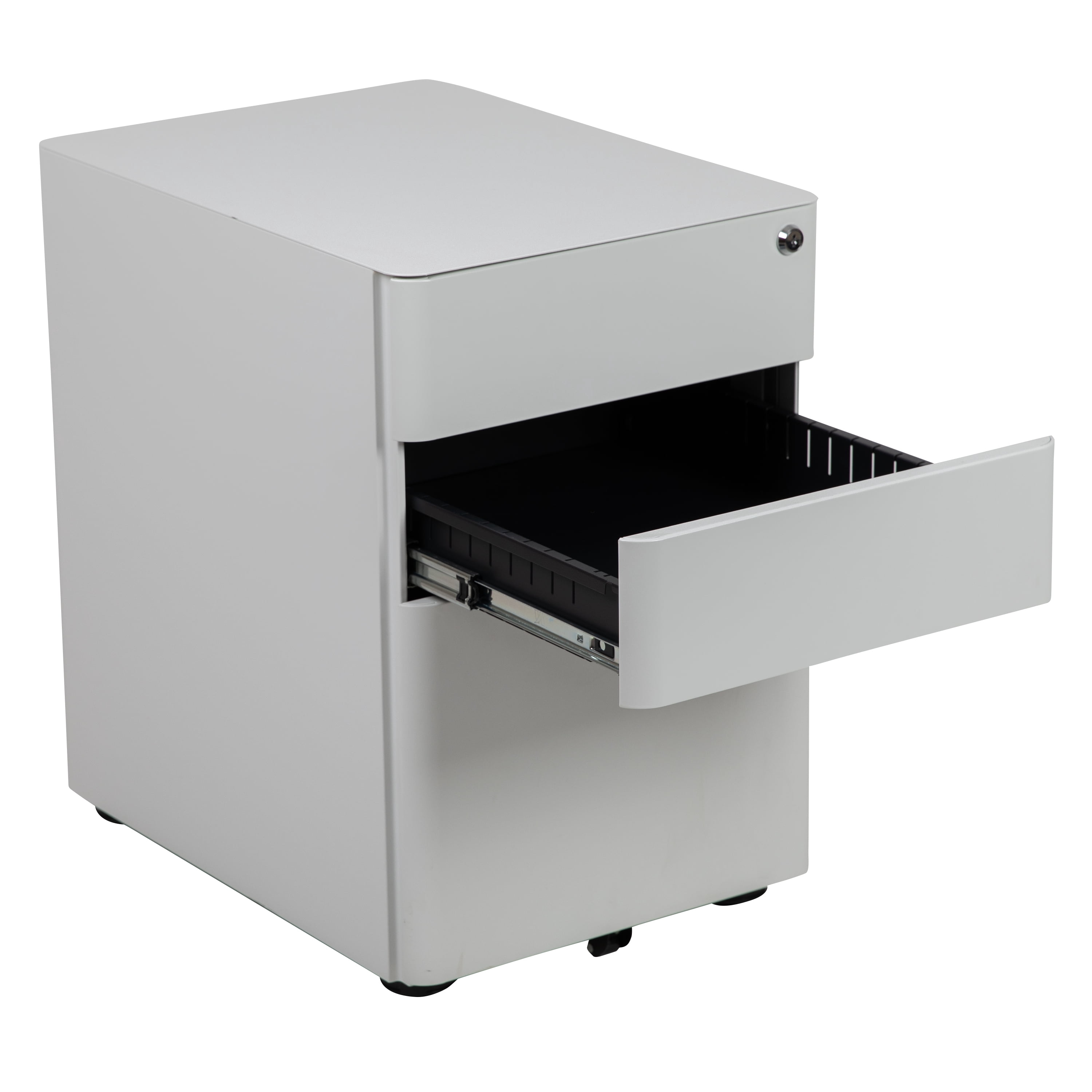 Flash Furniture Warner Modern 3-Drawer Mobile Locking Filing Cabinet with Anti-Tilt Mechanism and Hanging Drawer for Legal & Letter Files, White