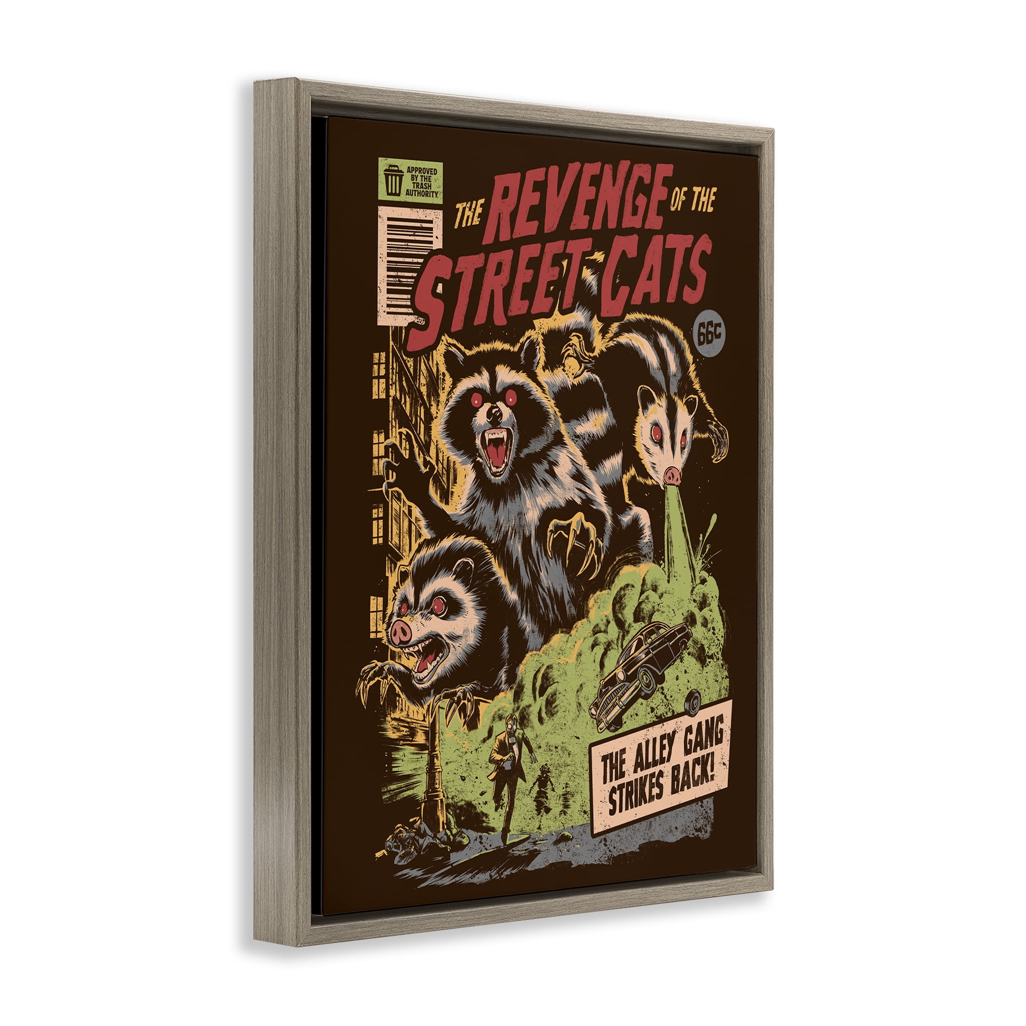 Stupell Industries Revenge Of Street Cats Brown Framed Floater Canvas Wall Art, design by EduEly Designs