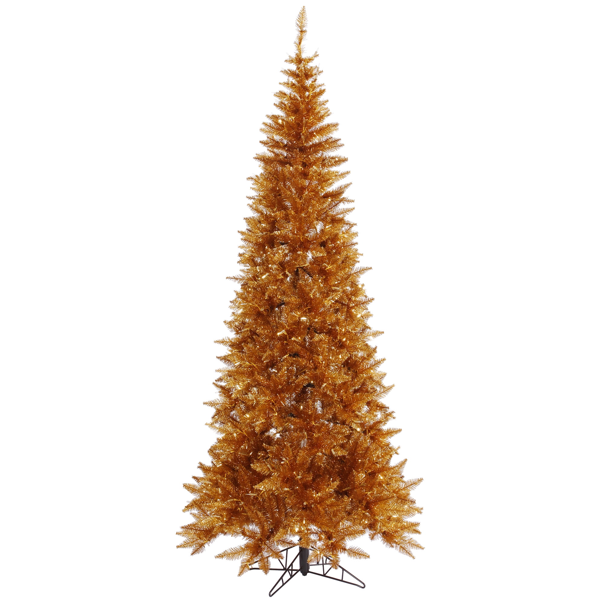 Vickerman 7.5' Copper Tinsel Fir Slim Artificial Christmas Tree, Unlit