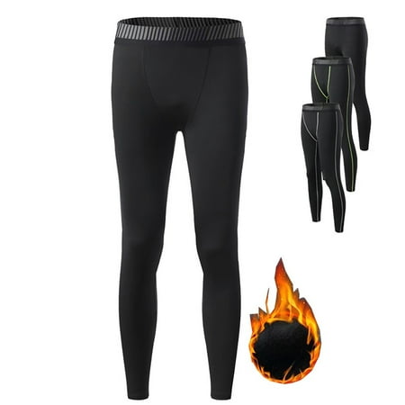 Bullpiano 5-10T Youth Boys Athletic Compression Leggings Fleece Quick Dry Sports Tights Basketball Soccer Base Layer