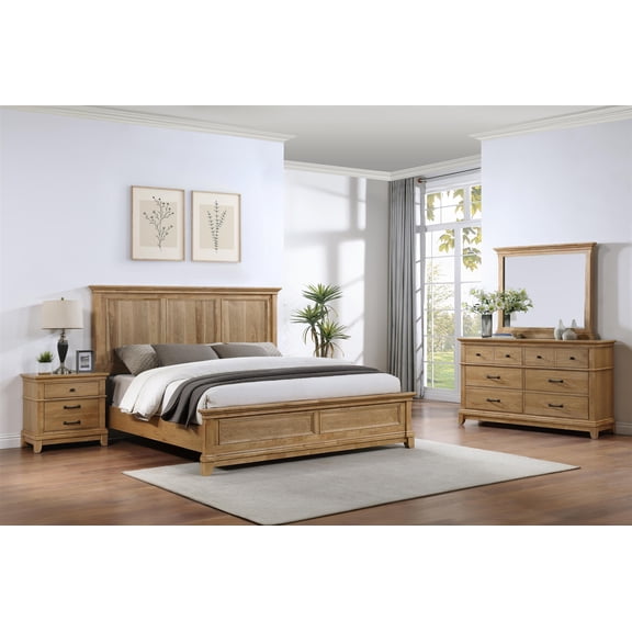 New Classic Furniture Sunstone 4-Pc Wood King Bedroom Set in Honey