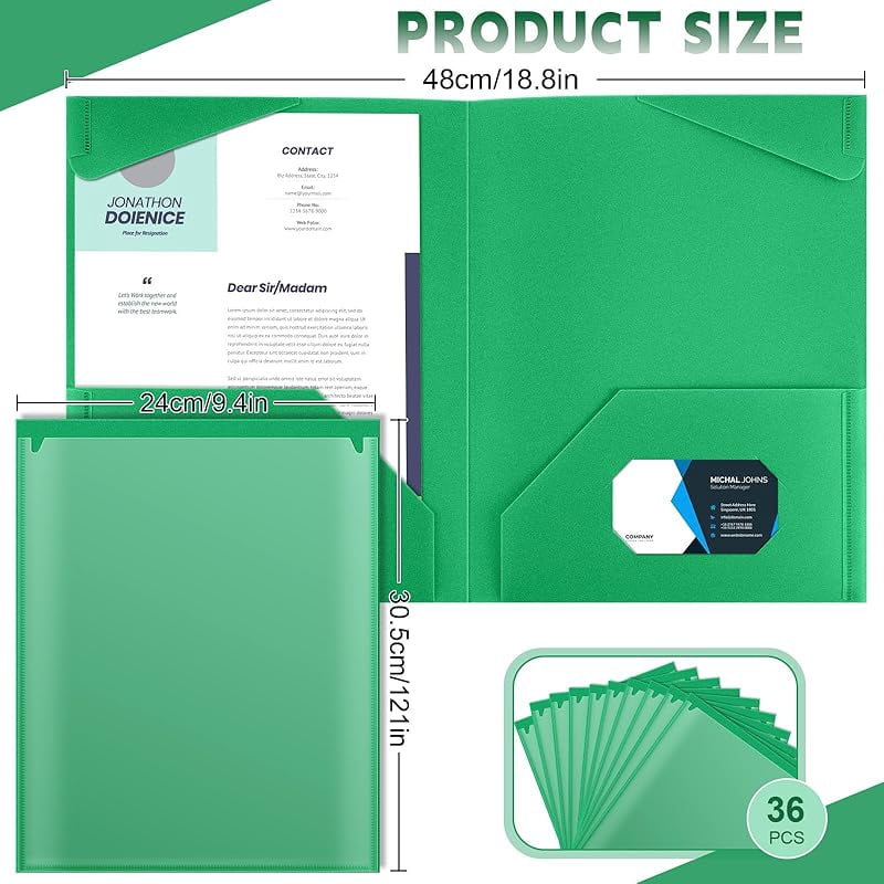 14 Pcs Plastic Folders with Clear Front Pockets Heavy Duty File Folders with 2 Pockets and Card Slot for Student Communication School Office Presentation Report