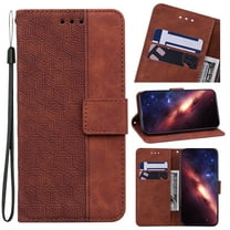 Wallet Case for Samsung Galaxy A23 5G, Geometric Embossed Pattern Card Slots Holder PU Leather Flip Folio Cover with Magnetic Clasp Kickstand Shockproof Case for Samsung Galaxy A23 5G,Brown