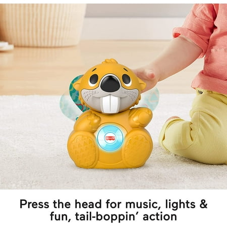 Fisher-Price Linkimals Boppin' Beaver, Light-up Musical Activity Toy for Baby , Yellow