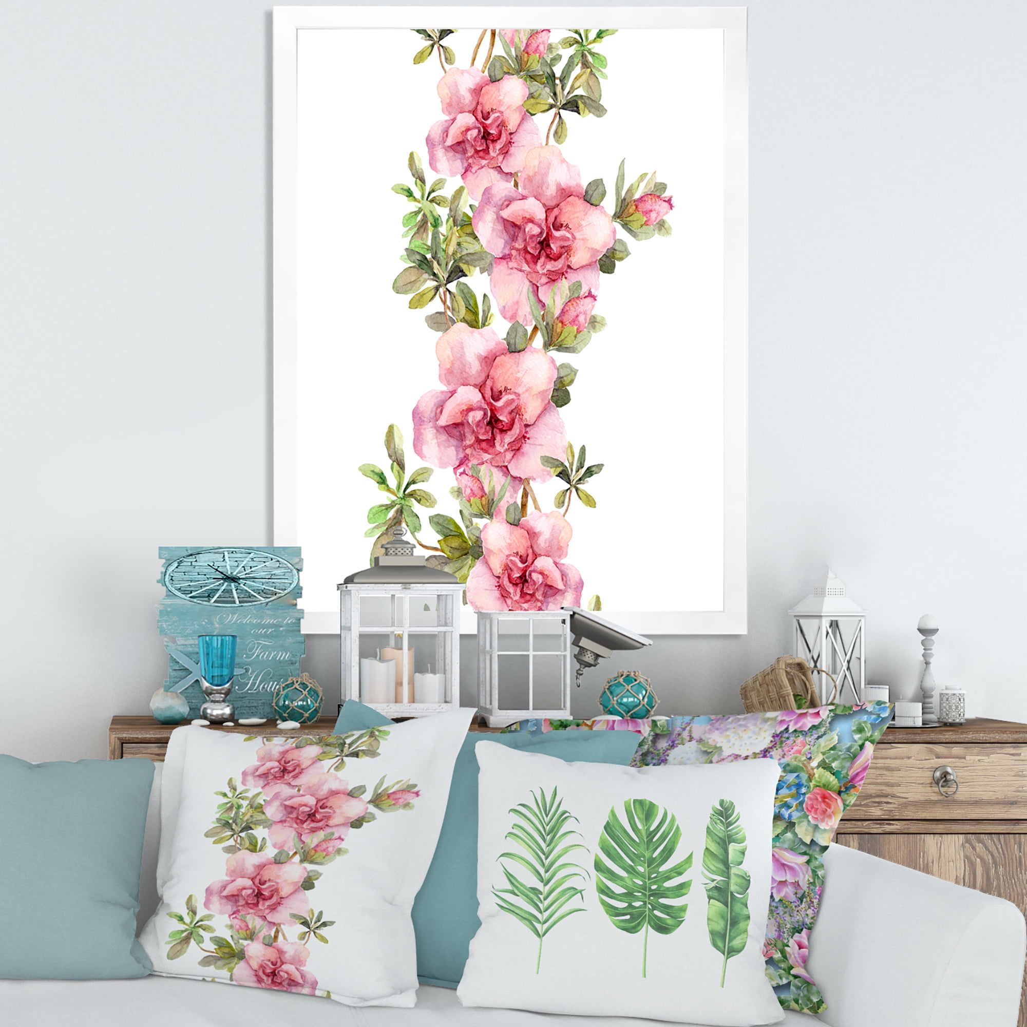 Designart 'Bouquet of Purple and Pink Flowers II' Farmhouse Framed Art Print