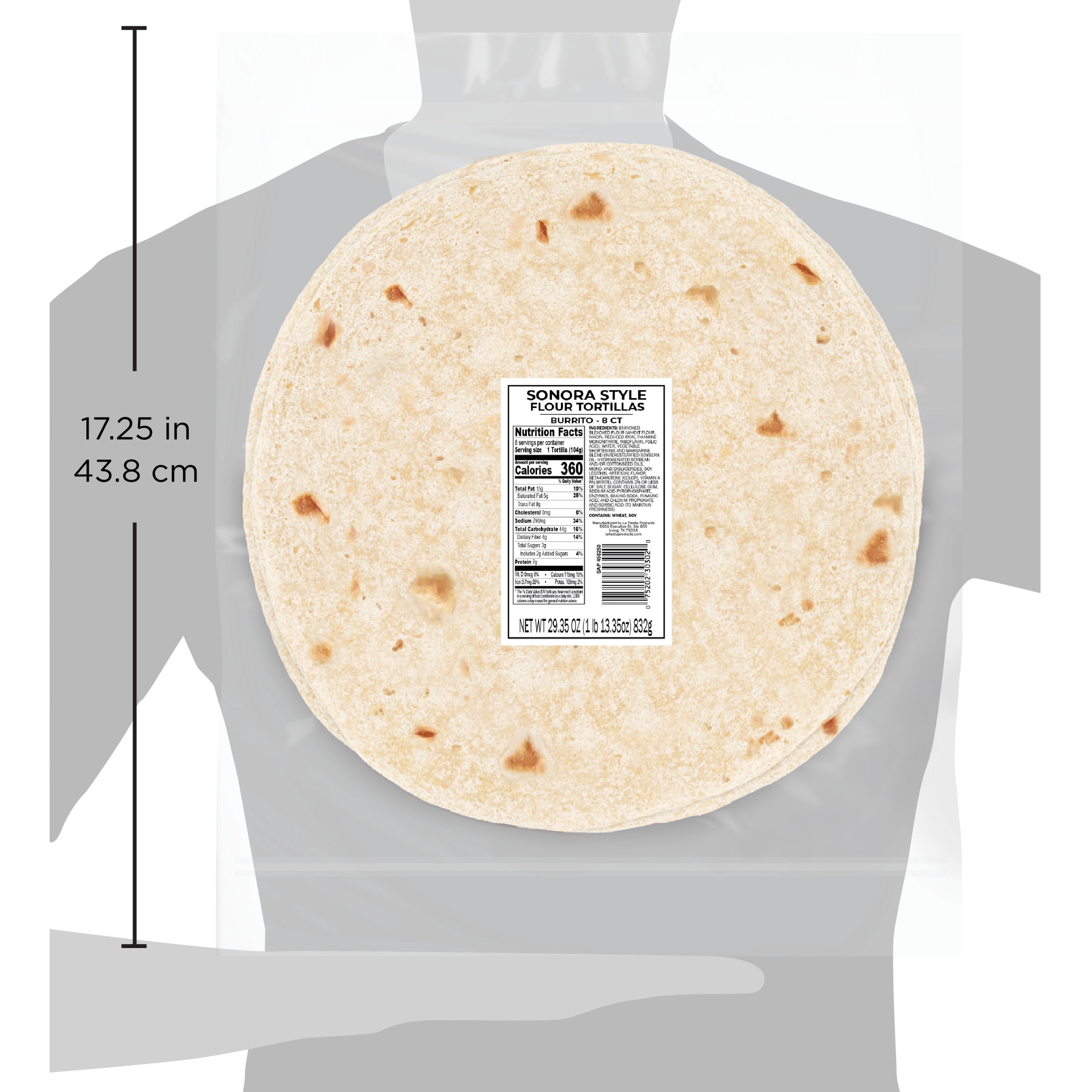 Deli Style Flour Tortillas Sonora Style 12", 8 Count