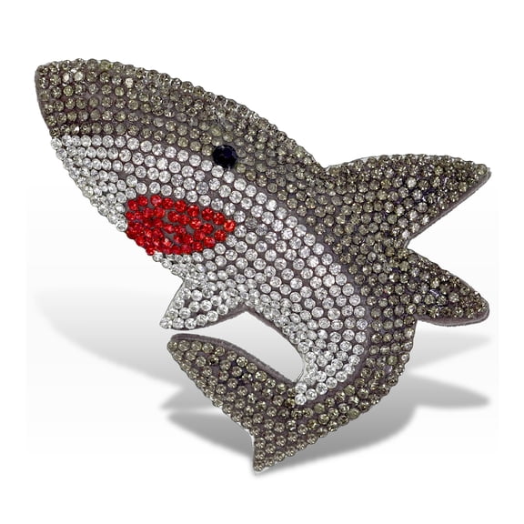 Aqua79 Shark Sparkling Fridge Magnet - Gray and White Fridge Magnets Rhinestone Decor, Sea Life Decor Cute Fridge Magnet for Whiteboard, Locker Accessories, Cute Magnets for Office – 3.4 Inches