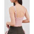 thumbnail image 2 of Women's Cute Ribbed Cami Tops Spaghetti Strap Bow Lace Trim Ruched Slim Fit Crop Tank Tops, 2 of 5