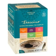 Teeccino Dandelion Roasted Herbal Tea Sampler, Tea Bags, 12ct box
