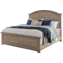 Bowery Hill Beige Antique Sand Wood Farmhouse King Size Arched Panel Bed