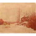 thumbnail image 2 of Frank Howard Marschall 14x12 Black Ornate Wood Framed Double Matted Museum Art Print Titled: Winter Landscape (1850-1950), 2 of 5