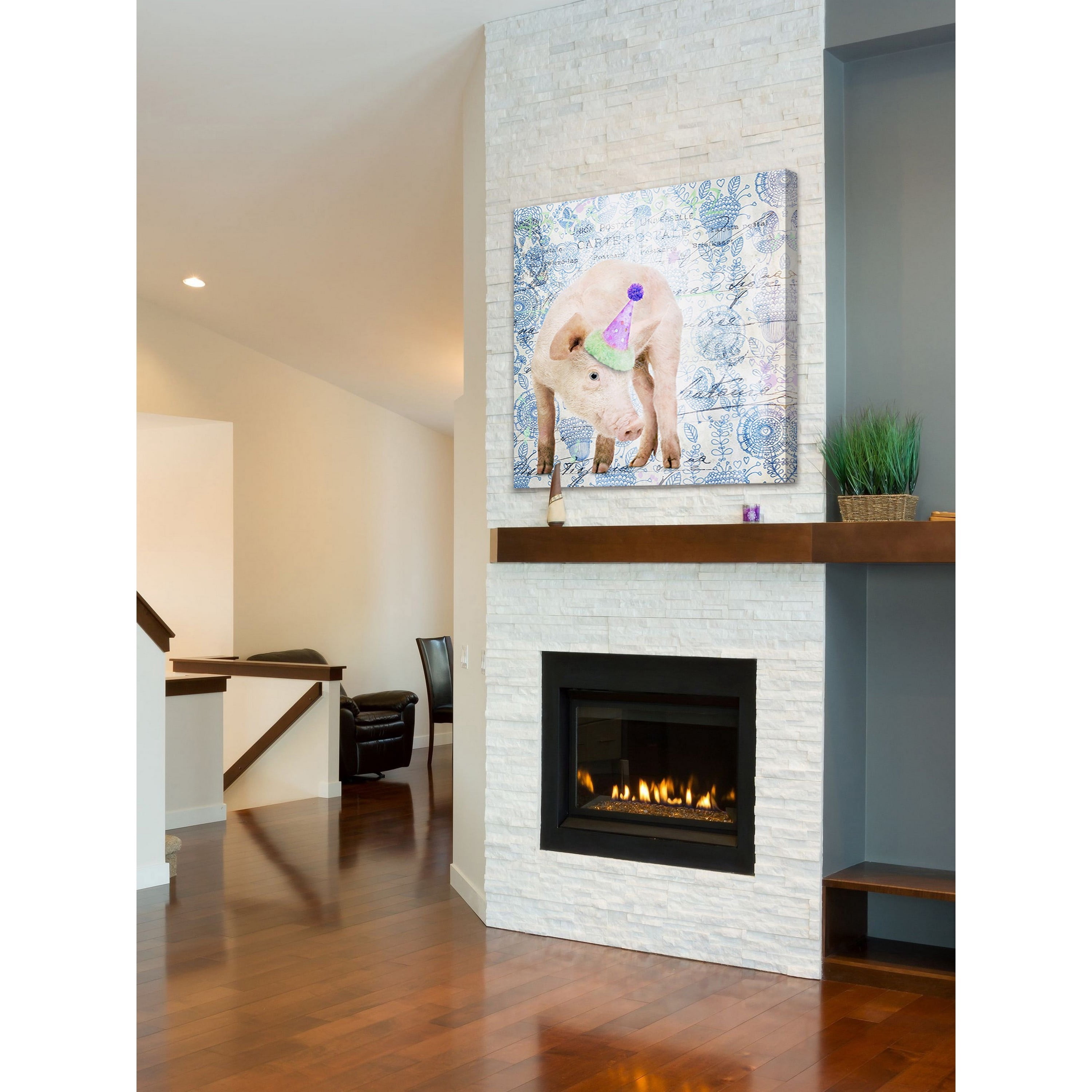 Marmont Hill "Party Pig" by Morgan Jones Painting Print on Wrapped Canvas