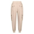 thumbnail image 7 of Crunowin Womens Lightweight Cargo Pants with Pockets Casual Cropped Sport Joggers Beige Size XS, 7 of 7