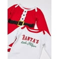 thumbnail image 2 of Little Treasure Baby Boy Cotton Long-Sleeve Bodysuits 3pk, Santas Helper, 18-24 Months, 2 of 4