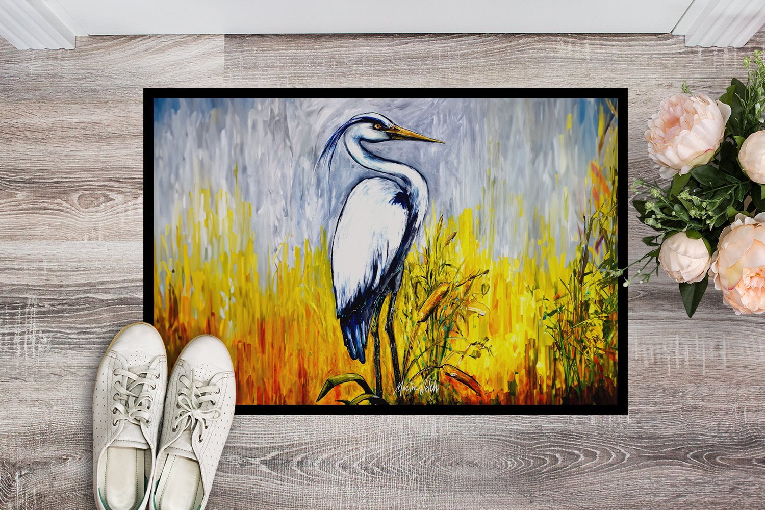 Carolines Treasures MW2037MAT 18 x 27 in. Cattin Around Heron Doormat