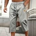 thumbnail image 5 of BRELIL Men Plus Size Capri Pants Drawstring Loose Fit Summer Casual Beach Vacation Shorts Lounge Trousers Solid Outdoor Travel Bottoms, Gray S, 5 of 5