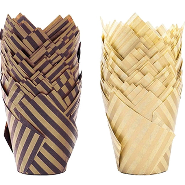 200 cápsulas de papel para hornear pasteles, cupcakes y magdalenas con forma de tulipán.