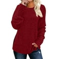 thumbnail image 2 of UQJfacai Long Sleeve Shirts for Women Ribbed Knit Tunic Tops Side Split Loose Fit Dressy Crewneck Pullover Sweaters Fall Clothes, 2 of 7