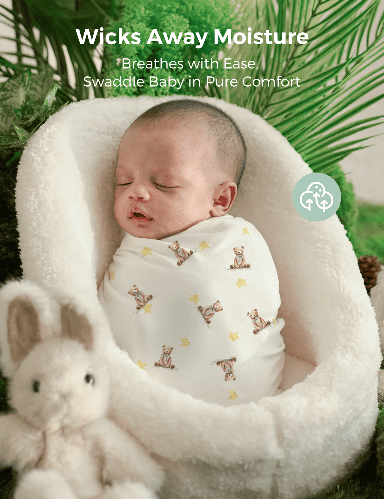 Momcozy Muslin Swaddle Blankets, 3 Pack, Breathable 2-Layer Gauze Large 47'' x 47'' Baby Swaddling Receiving Blanket Wraps for Newborn Boys Girls, Innocence