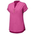 thumbnail image 6 of Yigetop Womens Blouses Casual, Women' Fashionable Casual V Neck Button Short Sleeved Slit Top T Shirt Shirts for Women Dressy Casual Hot Pink L, 6 of 8