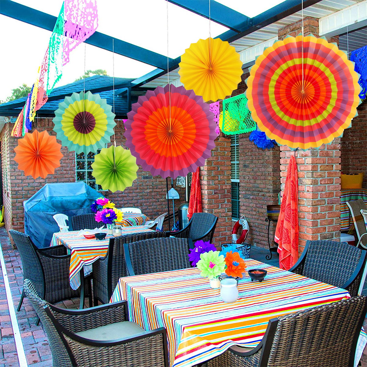 HUAYI 7x5ft Mexican Fiesta Theme Backdrop for Photography Colorful Paper Flowers Festival Birthday Party Decor Cinco De Mayo Carnival Banner Table Photo Background Studio Props W-1959