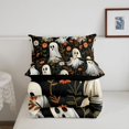 thumbnail image 5 of Feelyou Hippie Halloween Ghost Full Size Comforter Sets, Orange Bohe,ian Floral Bedding Comforter Set,, Black Reversible, 3-Piece, 1 Comforter and 2 Pillowcases, 5 of 7