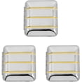 thumbnail image 1 of Stephanie Imports Set of 3 Vertical Bar Pattern Double Sided Magnifying Compact Mirrors (Gold & Silver), 1 of 3
