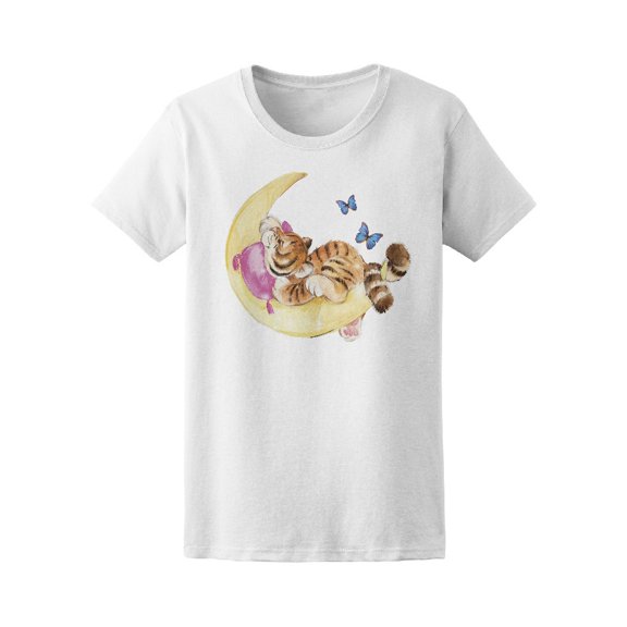 Tiger Cub On The Moon Sleeping Tee Women's -Image by Shutterstock