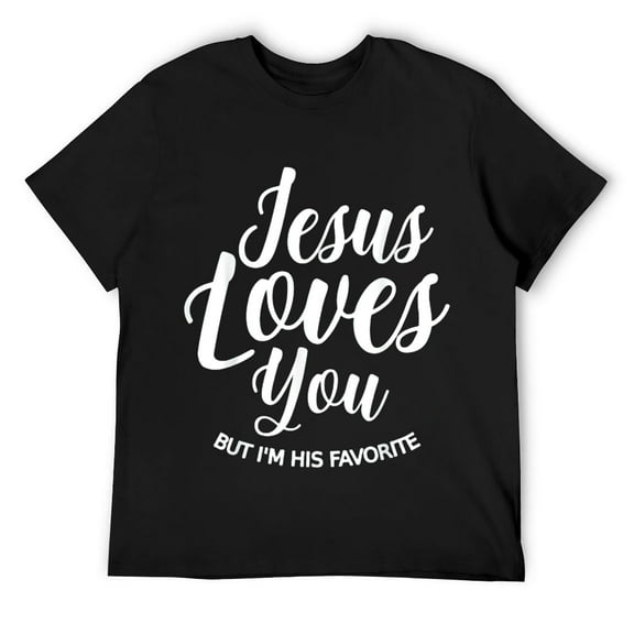 Mens Jesus Loves You But I'm His Favorite T-Shirt Black