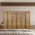thumbnail image 2 of Hofitlead 6 Panel Carved Wood Room Dividers 5.6FT Room Divider Folding Privacy Screen Freestanding Wooden Screen Room Divider Room Separation for Bedroom Living Room Office Restaurant(Natural Color), 2 of 8