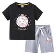 thumbnail image 3 of Hello Kitty-Camiseta de algodón con estampado de dibujos animados para niños y niñas, traje de dos piezas con pantalones de manga corta, verano, 3 of 5