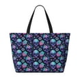 thumbnail image 2 of Daiia Flower Blue Skull Beach Travel Bag - Water-Resistant Beach Bag, Lightweight Tote with 7 Pockets for Women and Men - Gym,Pool,Camping,Reusable Grocery Bag, 2 of 7