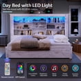 thumbnail image 2 of amerlife Twin Daybed with Bookcase Headboard, USB-C Charging, RGB Lights & 3 Drawers, No Box Spring Needed, Platform Bed Frame for Teens, Dorms, Guest Room,Distressed White, 2 of 9