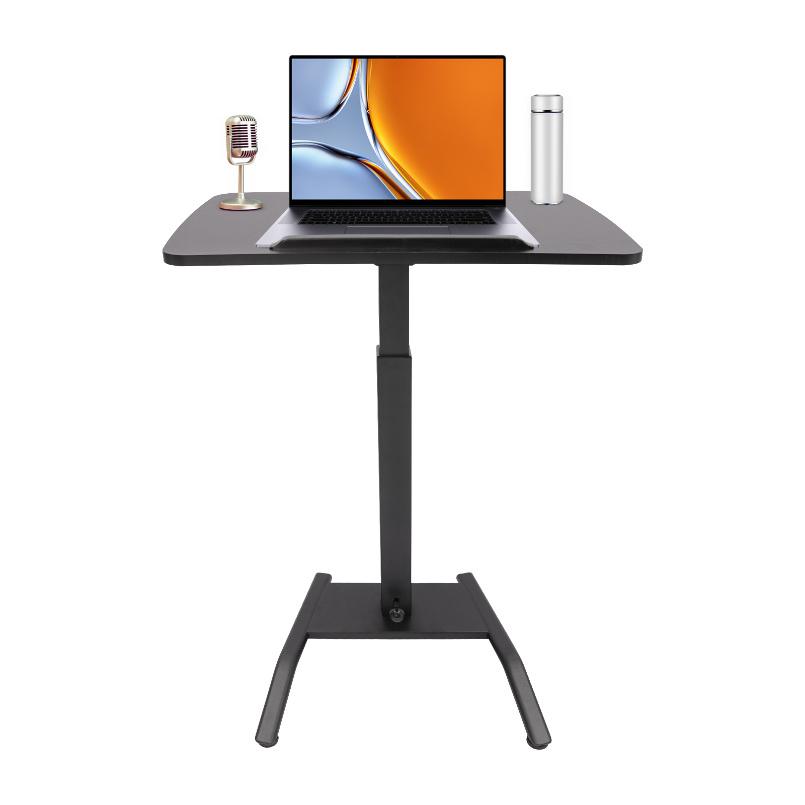 Adjustable Rolling Desk, Adjustable Podium Desk, Standing Lifting Desk 2 Lockable Wheels Black Modern 25.5*17in