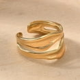 thumbnail image 3 of 2pcs Ion Plating(IP) 304 Stainless Steel Cuff Ring Wide Band Rings Open Ring for Women golden Size 8(18.1mm), 3 of 5