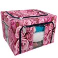 thumbnail image 1 of EREHome Bright pink roses Storage Bag Clear Window Storage Bins Boxes Large Capacity Foldable Stackable Organizer With Steel Metal Frame For Bedding,Clothes,Closets, Bedrooms, 1 of 3