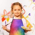 thumbnail image 2 of Rainbow Tie Dye Ink Pattern Kids Aprons for Girls and Boys,Adjustable Neck Strap Toddler Aprons for Kids Cooking Baking, 2 of 6