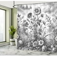 thumbnail image 2 of Ambesonne Grey Shower Curtain, Monochrome Leafy Sunflowers, 69"Wx75"L, Dark Sepia Pearl, 2 of 4