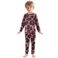 thumbnail image 3 of Deep Red Leopard Pattern Cotton Pajamas 2 Piece Set Sleepwear Soft and Comfortable Homewear Nightwear, 3 of 7